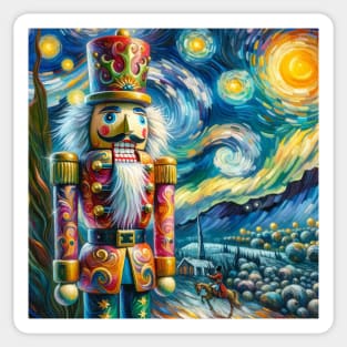 Nutcracker Fantasy: Enchanted Starry Night - Van Gogh-Inspired Ballet Art Sticker